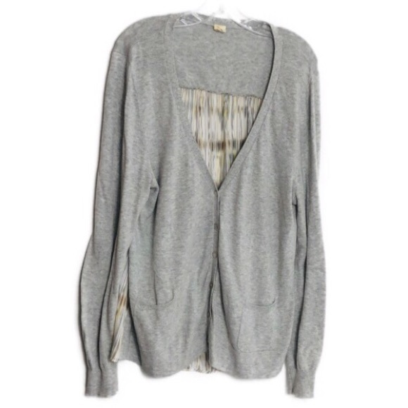 Anthropologie Tops - Anthropologie Gray Mixed Material Cardigan L